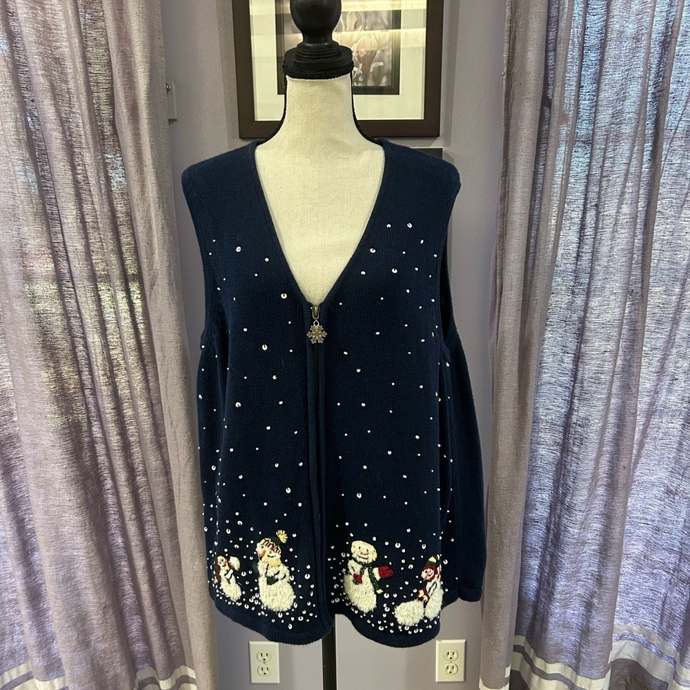 Vintage Breckenridge Navy Snowman Vest